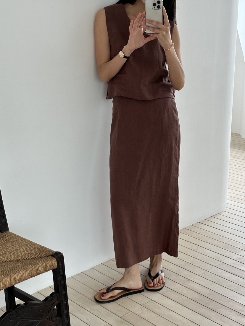 LE VASE韓國直郵女裝新款休閑職業時尚熱賣26夏季26春夏長裙LE VASE長裙