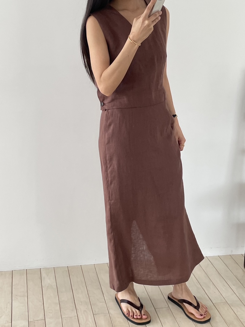 LE VASE韓國直郵女裝新款休閑職業時尚熱賣26夏季26春夏長裙LE VASE長裙