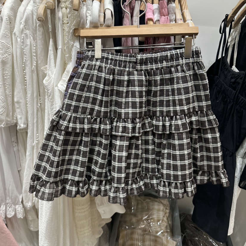 XPARTY韓國直郵女裝新品26春夏熱賣人氣26夏季休閑裙褲格子XPARTY裙褲