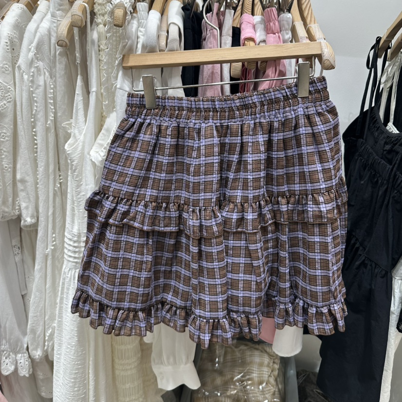 XPARTY韓國直郵女裝新品26春夏熱賣人氣26夏季休閑裙褲格子XPARTY裙褲圖色1