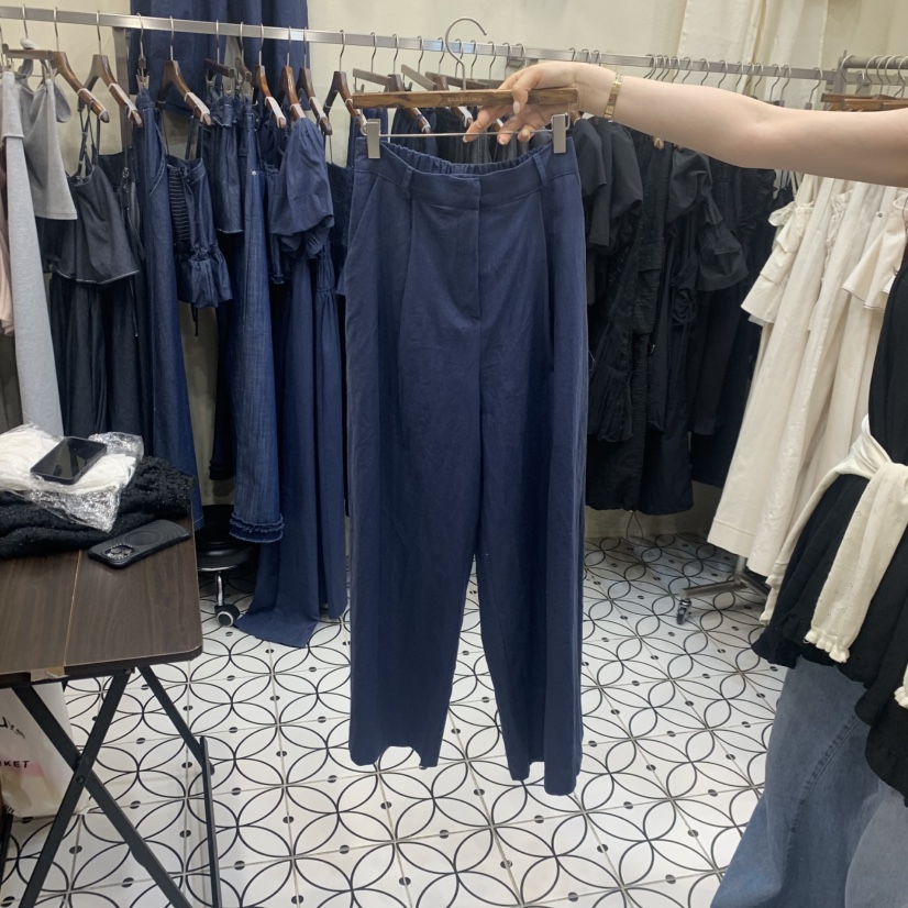 BAMBOLINA韓國直郵女士新品26春夏時尚休閑人氣休閑褲亞麻BAMBOLINA休閑褲圖色2