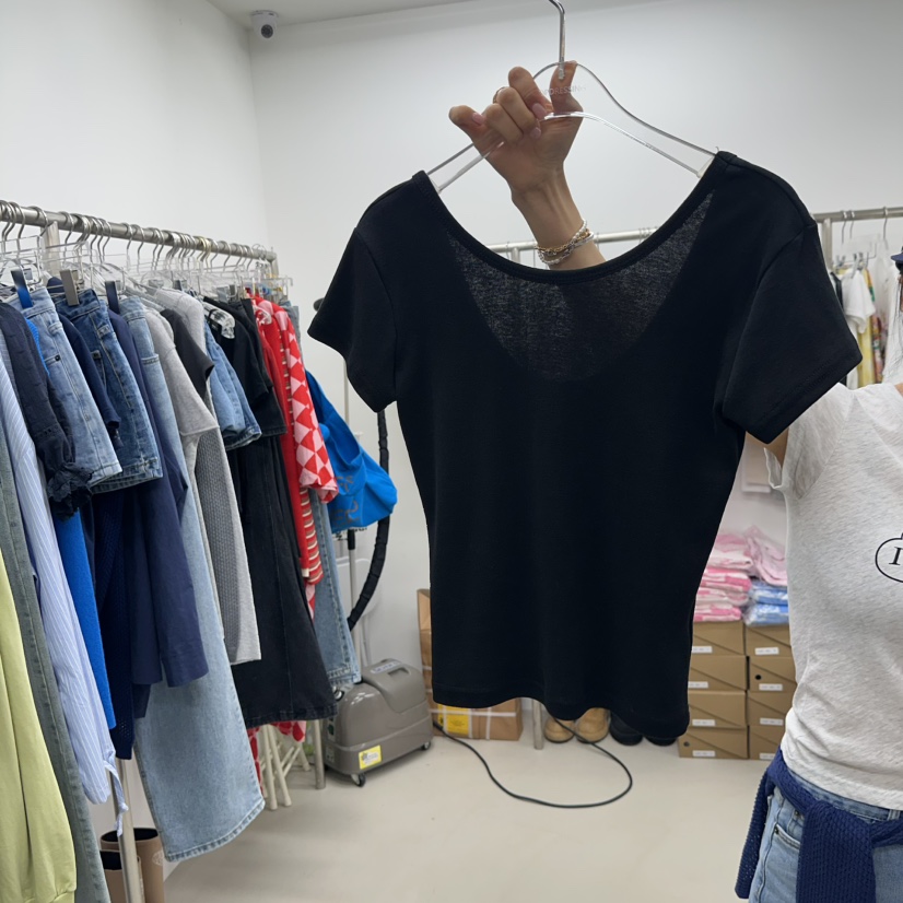 TOPDRESSING韓國代購女裝新款26春夏休閑人氣時尚職業T恤TOPDRESSINGT恤圖色2黑色