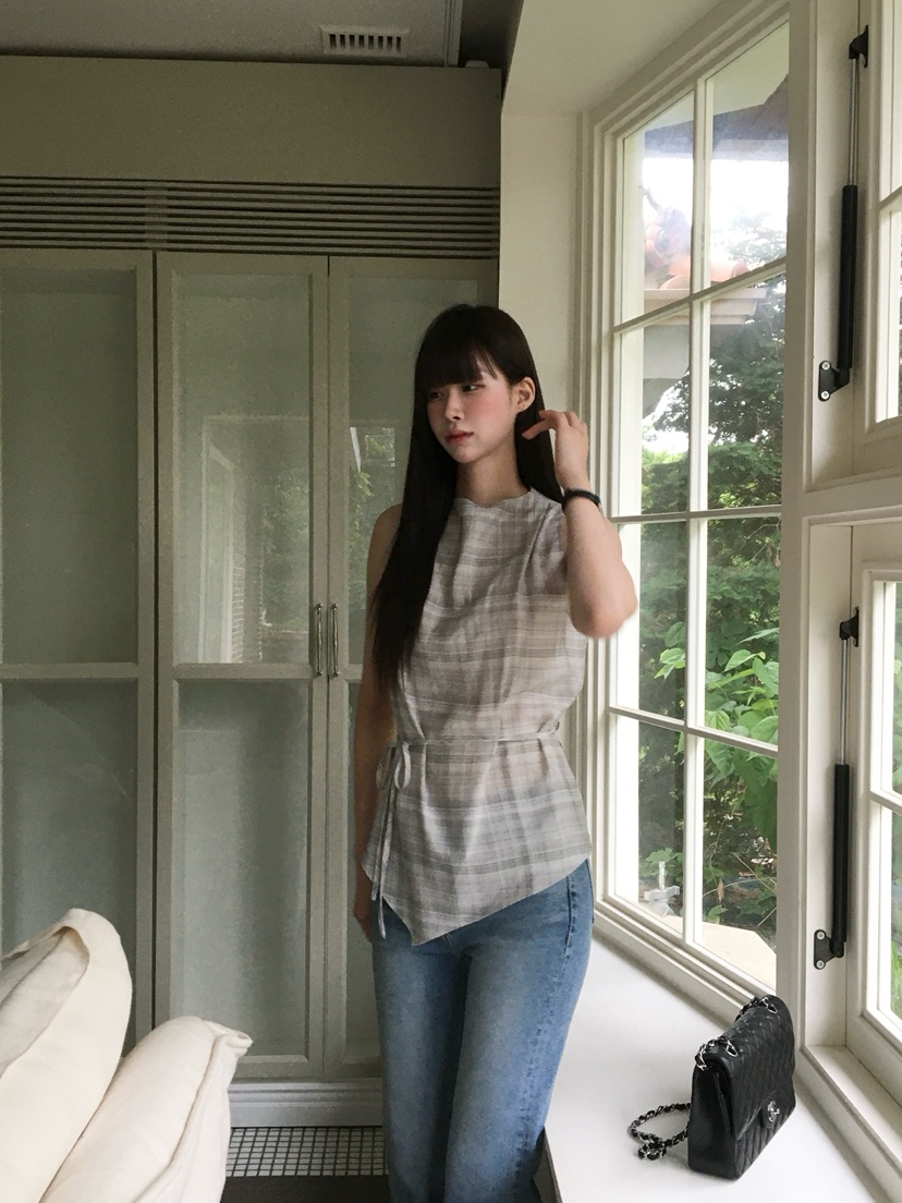 LEGACY東大門實拍韓國女士新款休閑吊帶背心含腰繩垂墜透視LEGACY吊帶/背心