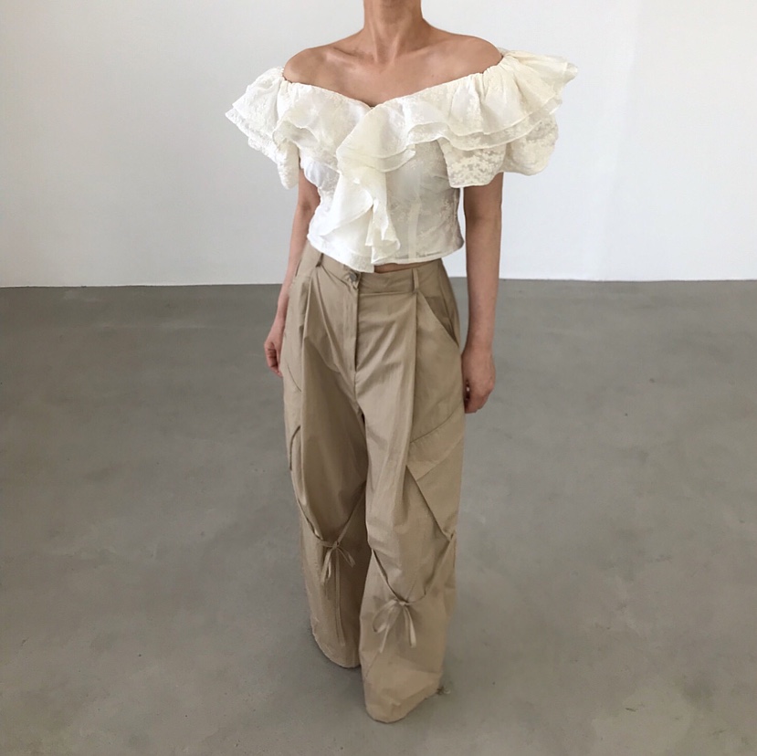 2TWO MOON韓國代購女士新品26夏季26春夏襯衫蕾絲衫褶皺2TWO MOON襯衫/蕾絲衫