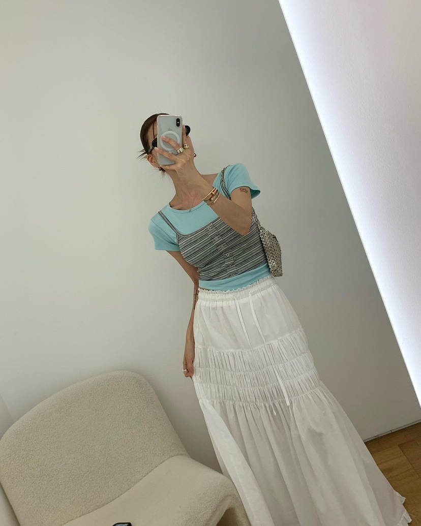 REVE CITE-L韓國東大門直郵女裝新品26春夏職業長裙荷葉邊REVE CITE-L長裙