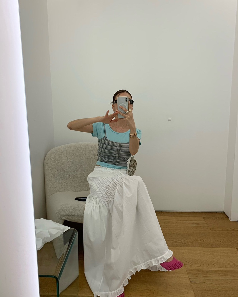 REVE CITE-L韓國東大門直郵女裝新品26春夏職業長裙荷葉邊REVE CITE-L長裙