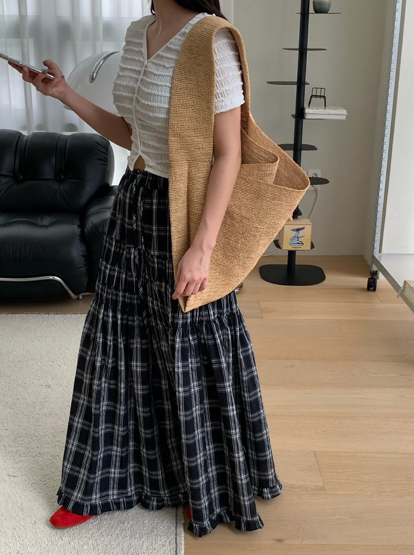 REVE CITE-L韓國東大門直郵女裝新品26春夏職業長裙荷葉邊REVE CITE-L長裙