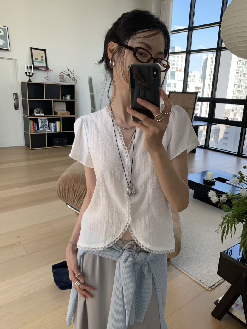LOFN韓國東大門直郵女裝新品26春夏職業時尚休閑襯衫蕾絲衫LLOFN襯衫/蕾絲衫