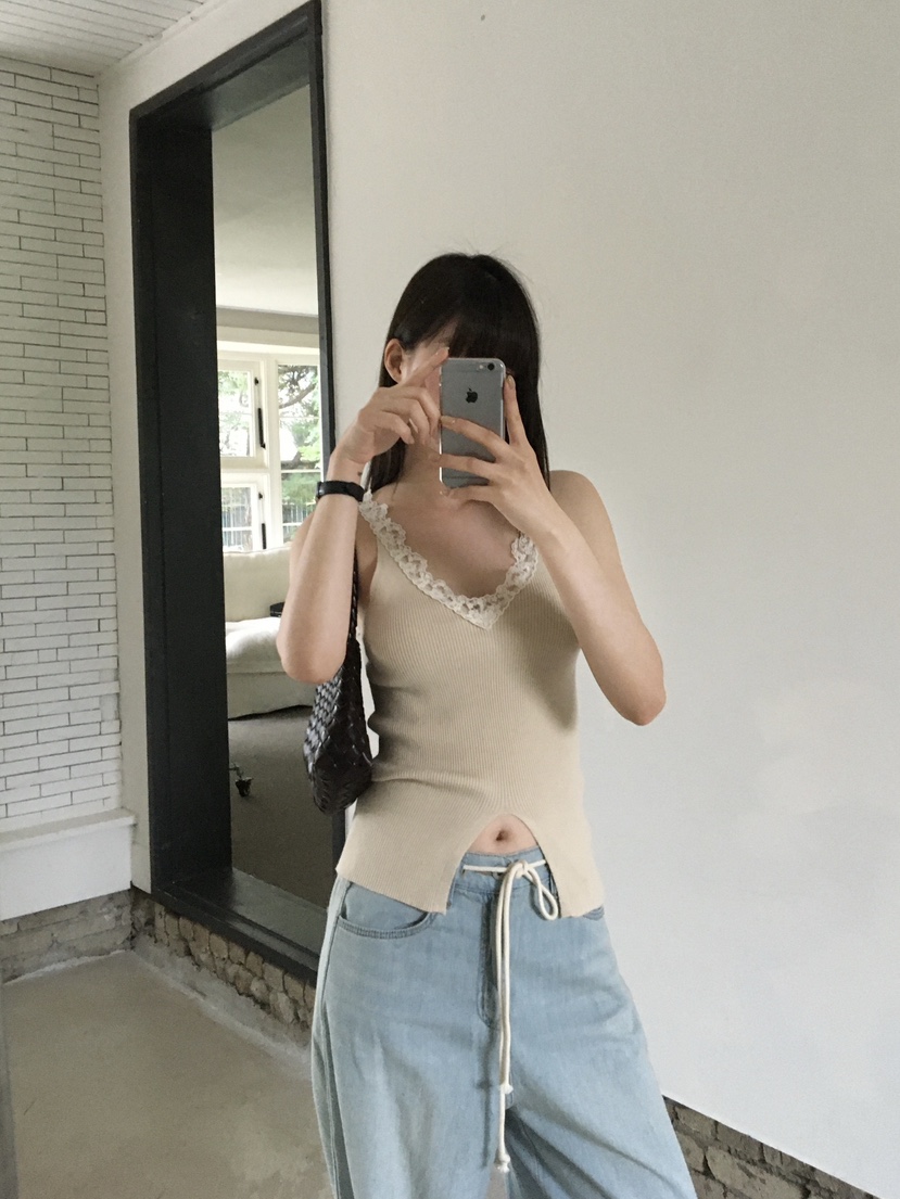 LEGACY韓國代購女裝新品熱賣26夏季職業吊帶背心蕾絲開衩LEGACY吊帶/背心