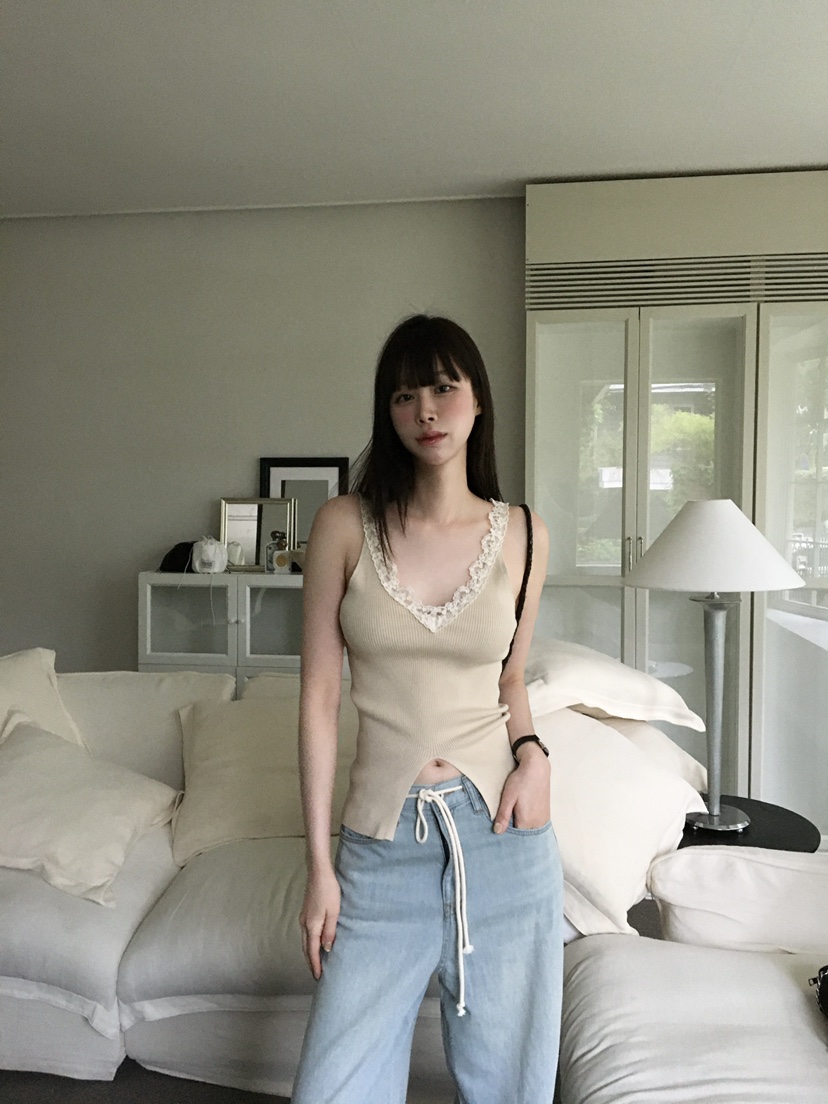 LEGACY韓國代購女裝新品熱賣26夏季職業吊帶背心蕾絲開衩LEGACY吊帶/背心
