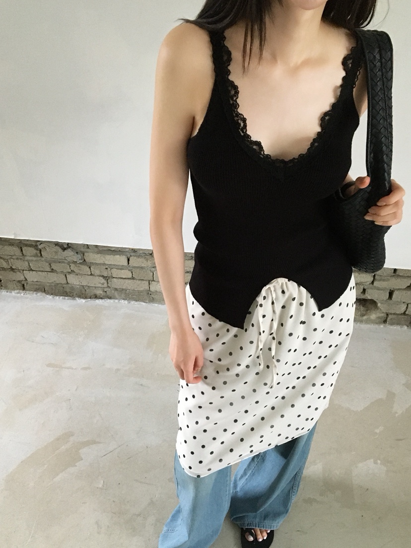 LEGACY韓國代購女裝新品熱賣26夏季職業吊帶背心蕾絲開衩LEGACY吊帶/背心