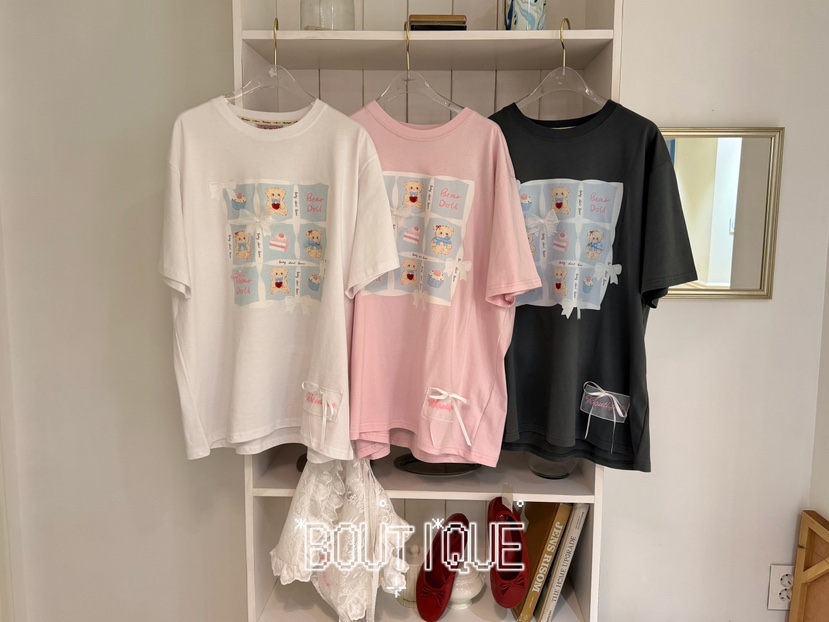 BOUTIQUE-L韓國直郵實拍女士新款熱賣26夏季推薦T恤小熊BOUTIQUE-LT恤