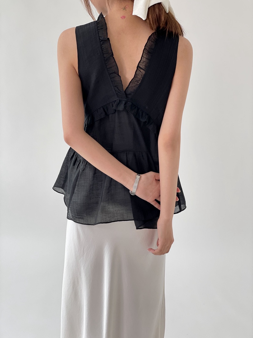 BOUND.A韓國直郵女裝新品26夏季26春夏吊帶背心荷葉邊無袖LBOUND.A吊帶/背心