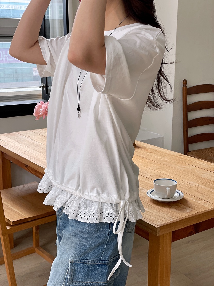 BOUND.A韓國代購女裝新款休閑26夏季推薦熱賣職業T恤蕾絲BOUND.AT恤