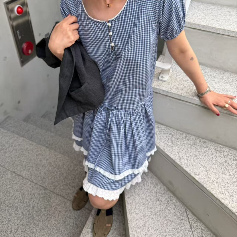 OLI SEOUL韓國直郵實拍女士新款人氣26夏季休閑連衣裙緞OLI SEOUL連衣裙