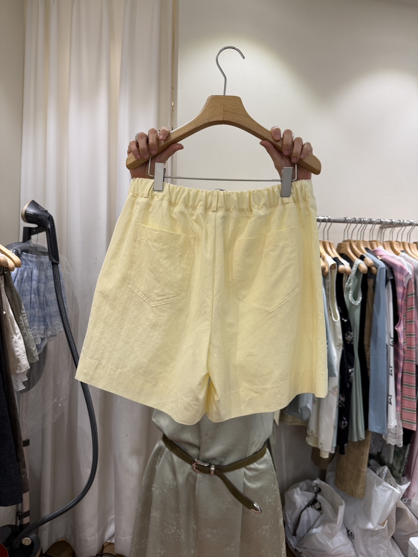 AUVERFIT韓國東大門代購女裝新品熱賣26春夏時尚短褲純亞麻AUVERFIT短褲