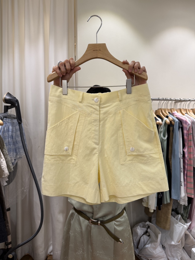 AUVERFIT韓國東大門代購女裝新品熱賣26春夏時尚短褲純亞麻AUVERFIT短褲圖色1