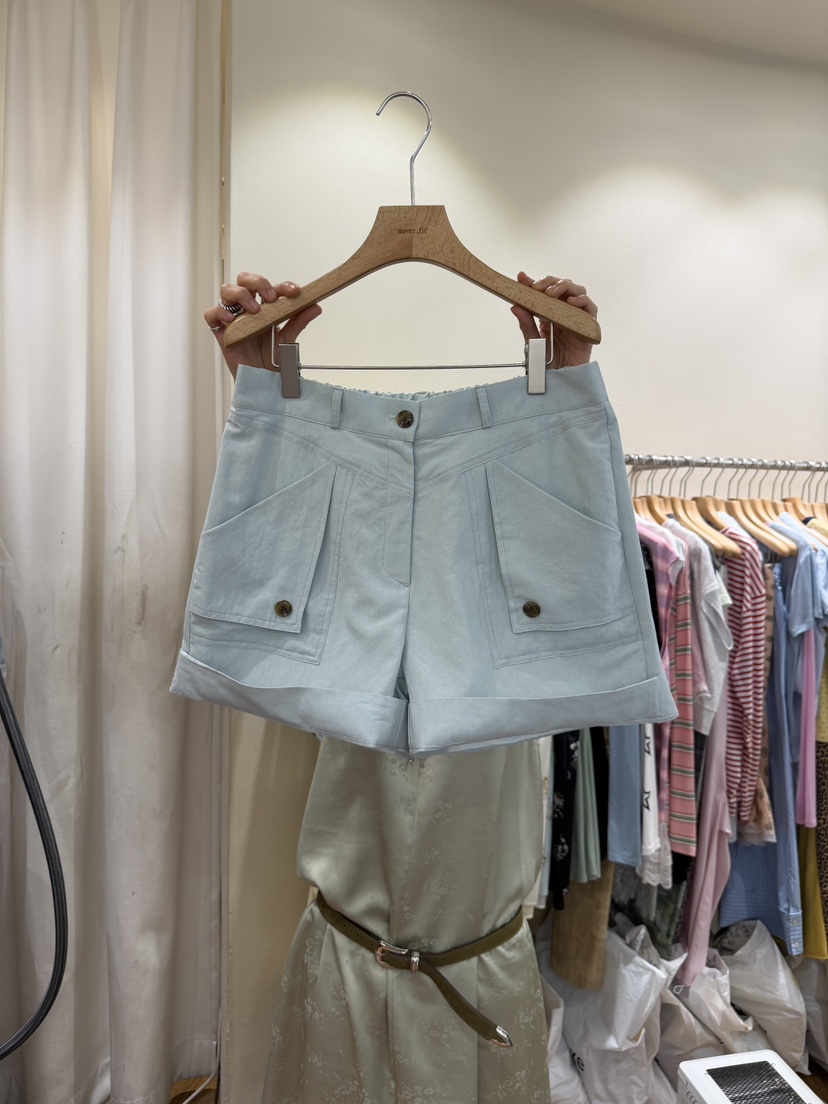 AUVERFIT韓國東大門代購女裝新品熱賣26春夏時尚短褲純亞麻AUVERFIT短褲圖色2