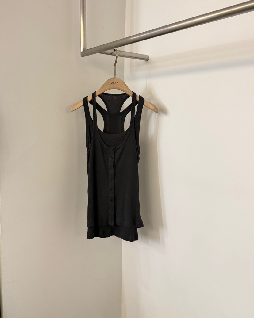 TWENTY FOUR SEVEN24-7韓國直郵實拍女士新款職業吊帶背心無袖LMTEWNTY FOUR SEVEN24-7吊帶/背心圖色3墨色