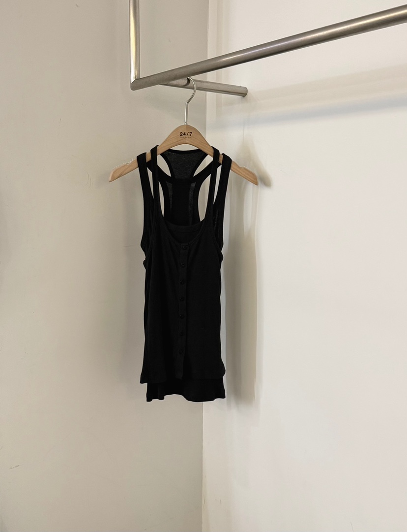 TWENTY FOUR SEVEN24-7韓國直郵實拍女士新款職業吊帶背心無袖LMTEWNTY FOUR SEVEN24-7吊帶/背心圖色4黑色