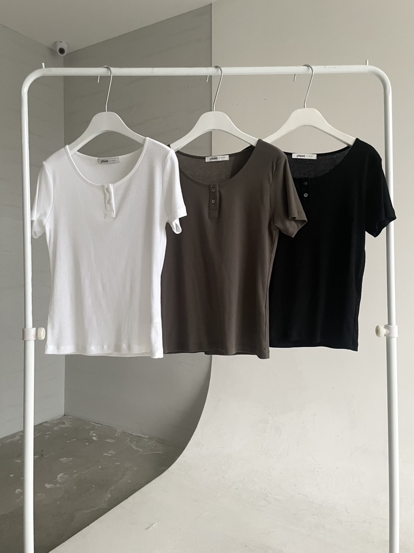 URBANE cloth韓國直郵實拍女士新品26夏季熱賣休閑T恤紐扣URBANE clothT恤