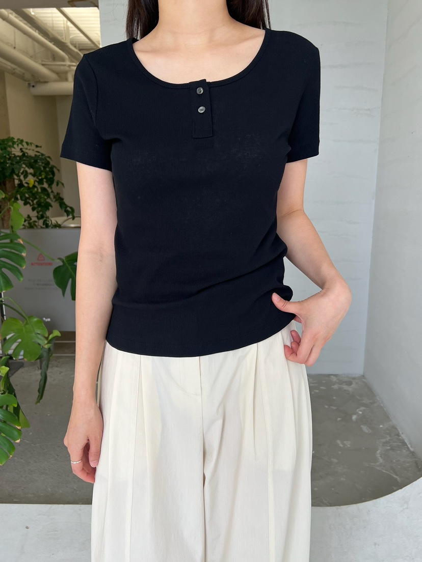URBANE cloth韓國直郵實拍女士新品26夏季熱賣休閑T恤紐扣URBANE clothT恤