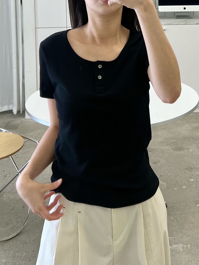 URBANE cloth韓國直郵實拍女士新品26夏季熱賣休閑T恤紐扣URBANE clothT恤