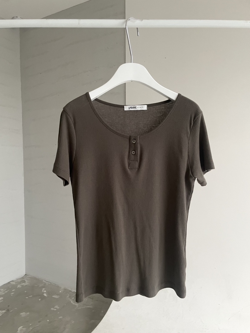 URBANE cloth韓國直郵實拍女士新品26夏季熱賣休閑T恤紐扣URBANE clothT恤圖色2