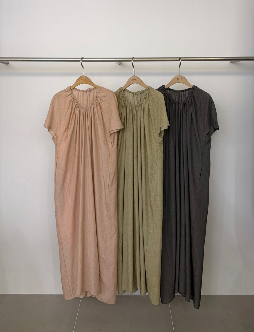 TWENTY FOUR SEVEN24-7韓國代購女士新品熱賣連衣裙亞麻布褶皺TEWNTY FOUR SEVEN24-7連衣裙