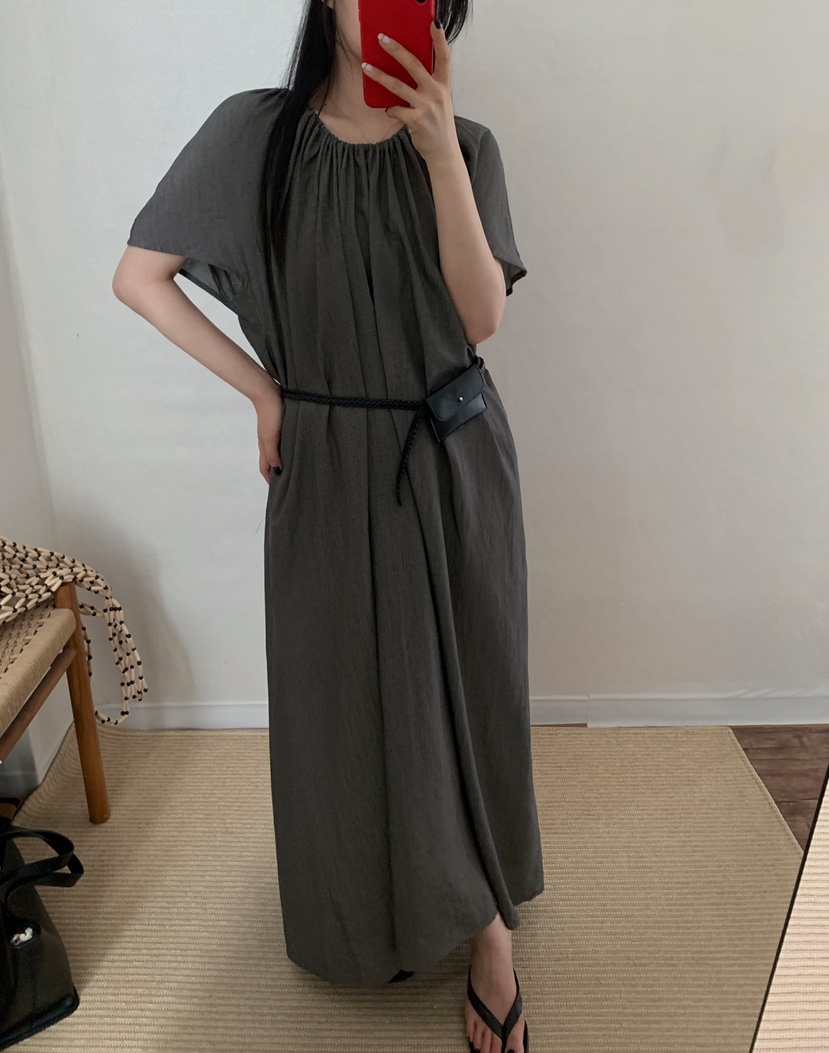 TWENTY FOUR SEVEN24-7韓國代購女士新品熱賣連衣裙亞麻布褶皺TEWNTY FOUR SEVEN24-7連衣裙