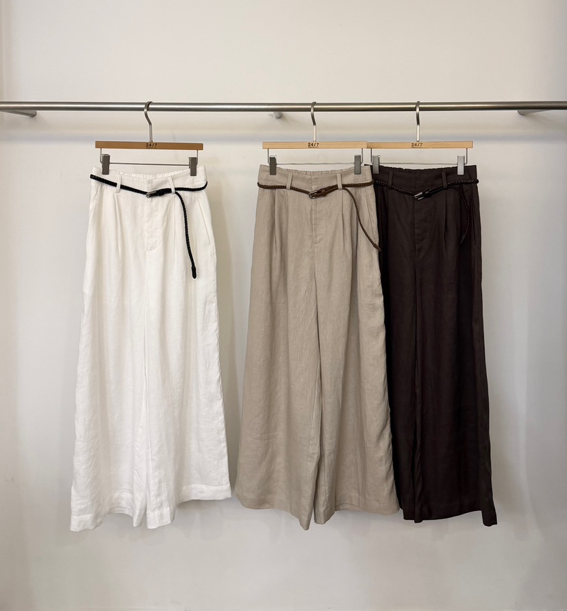 TWENTY FOUR SEVEN24-7韓國直郵實拍女士新品推薦休閑褲含腰帶褶裥TEWNTY FOUR SEVEN24-7休閑褲