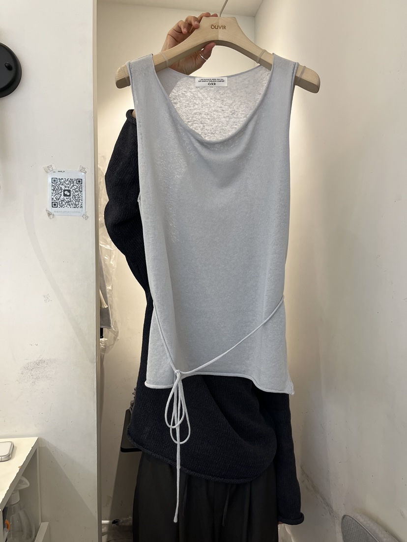OUVIR韓國直郵女士新款職業26夏季吊帶背心無袖針織衫高領亞麻O.V.R/OUVIR吊帶/背心圖色1