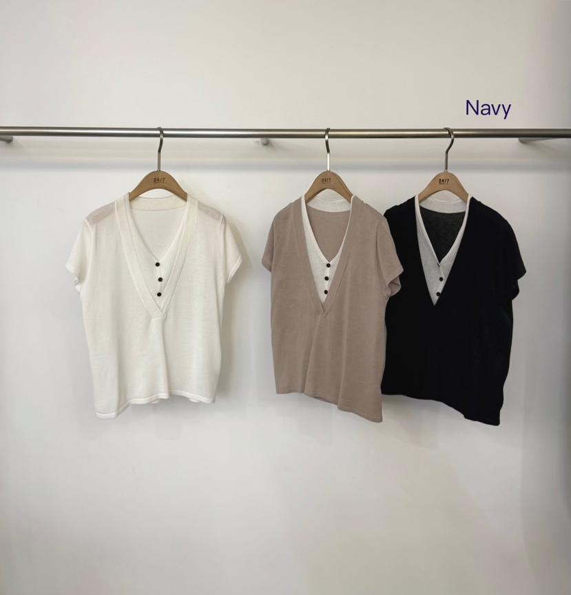 TWENTY FOUR SEVEN24-7韓國直郵實拍女裝新品人氣針織衫假兩件TEWNTY FOUR SEVEN24-7針織衫