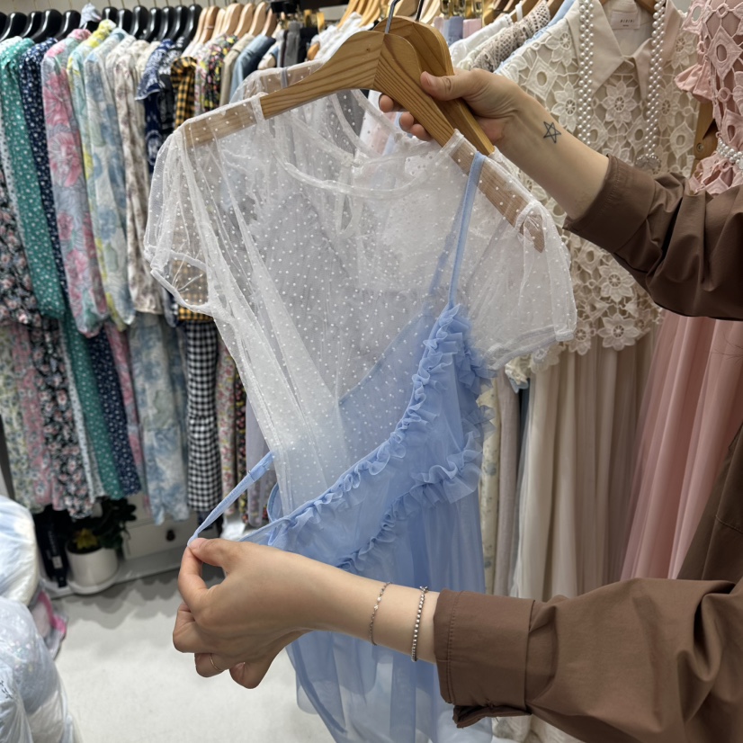BIKINI東大門實拍韓國女裝新款熱賣職業套裝套裝雪紡圓點BIKINI套裝