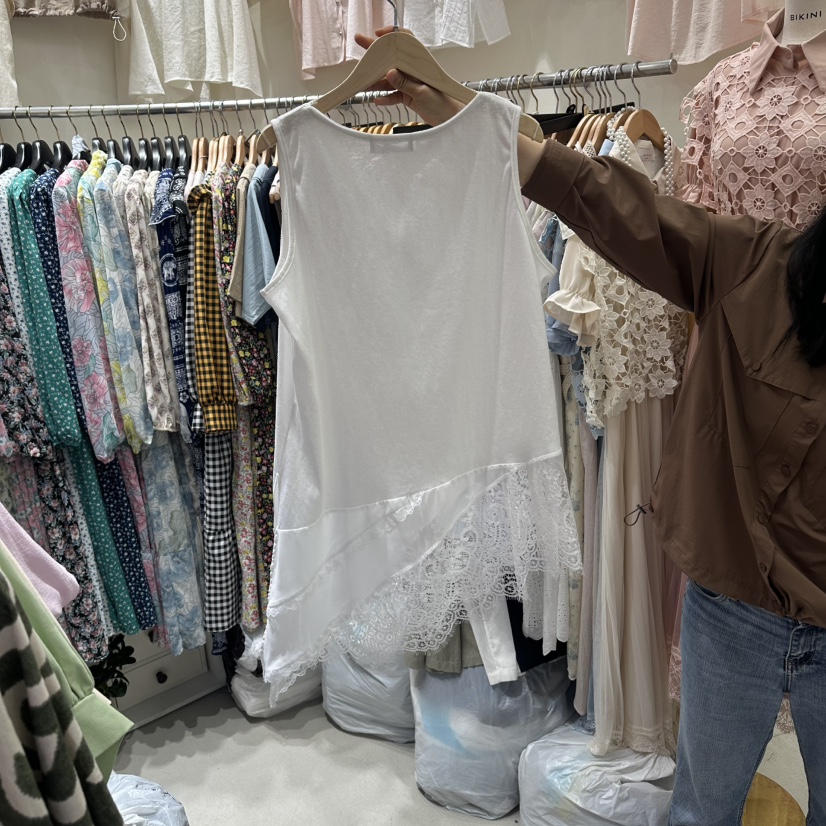 BIKINI韓國東大門代購女士新品26春夏休閑連衣裙不對稱無袖BIKINI連衣裙