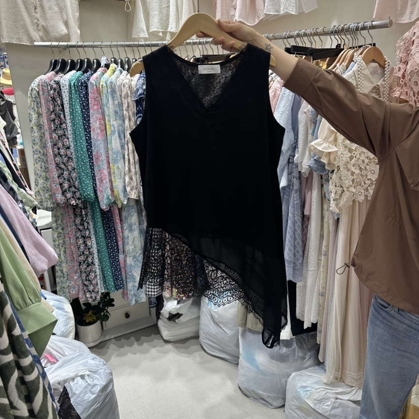 BIKINI韓國東大門代購女士新品26春夏休閑連衣裙不對稱無袖BIKINI連衣裙圖色2