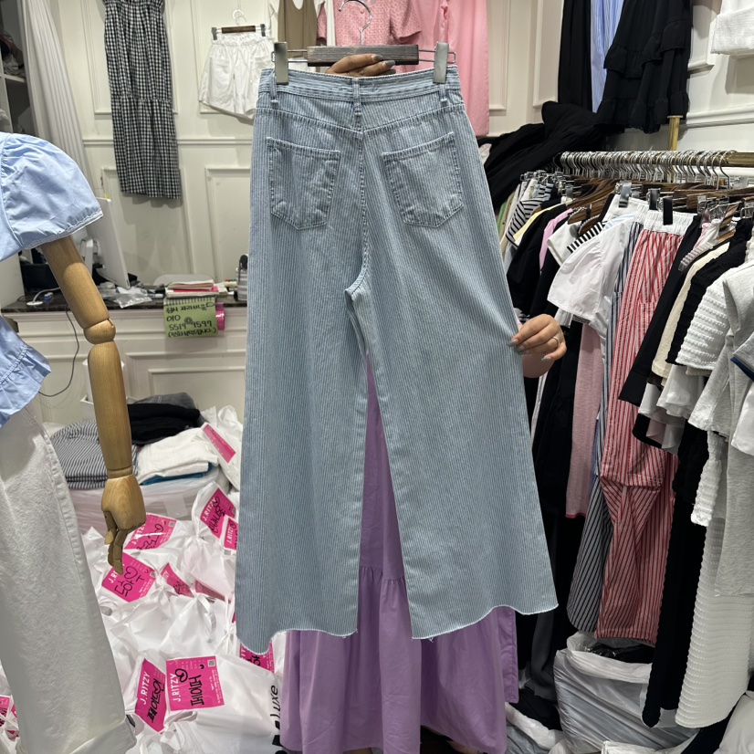 J.RITZY韓國直郵女裝新品26春夏職業26夏季牛仔褲闊腿褲J.RITZY牛仔褲