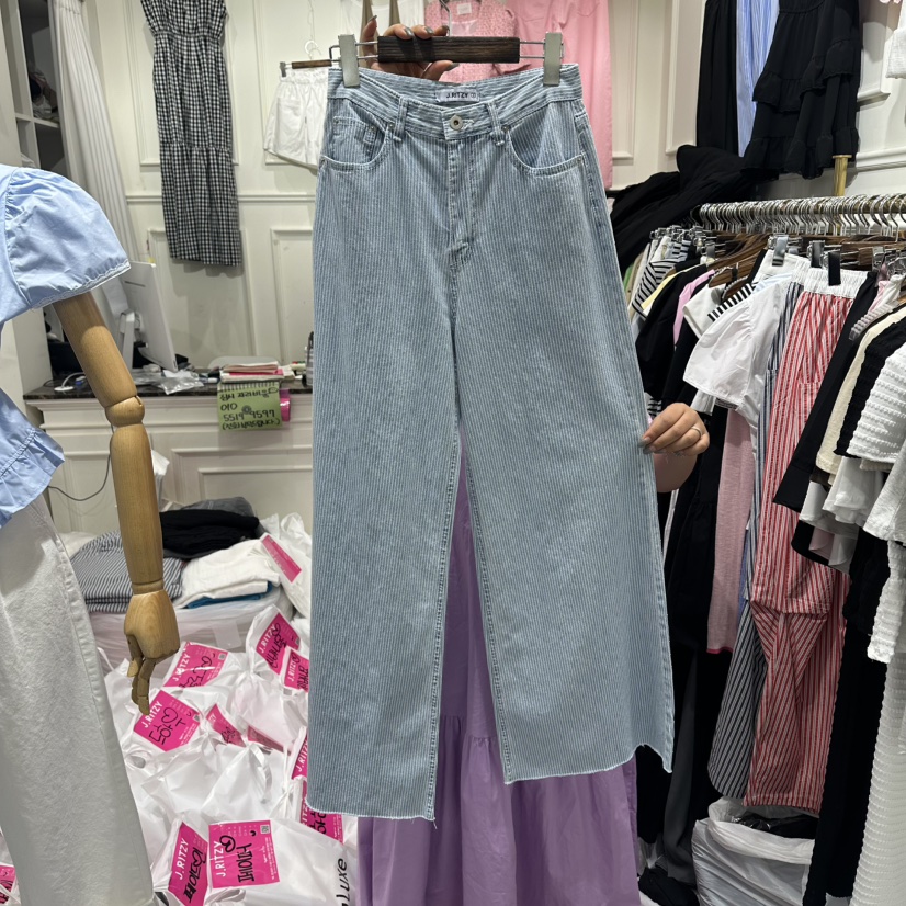 J.RITZY韓國直郵女裝新品26春夏職業26夏季牛仔褲闊腿褲J.RITZY牛仔褲圖色1