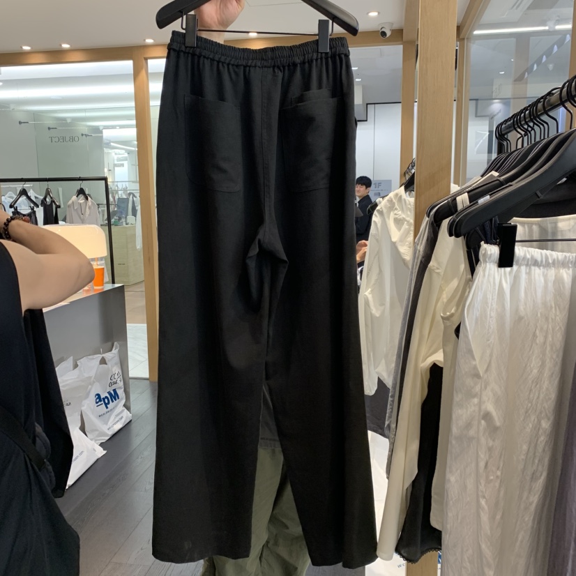 OBJECT東大門實拍韓國女士新品人氣26夏季休閑休閑褲亞麻OBJECT休閑褲