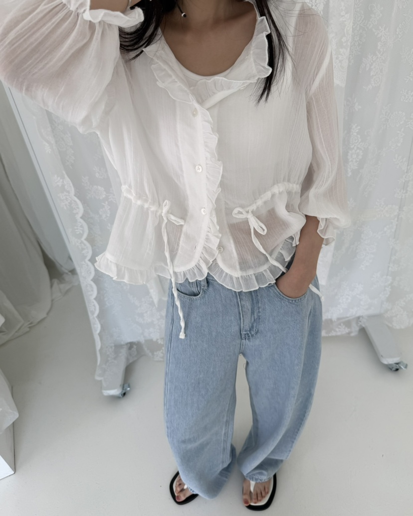 HOWDY/FACT THE NERD韓國東大門直郵女士新款26春夏襯衫蕾絲衫HOWDY/FACT THE NERD襯衫/蕾絲衫