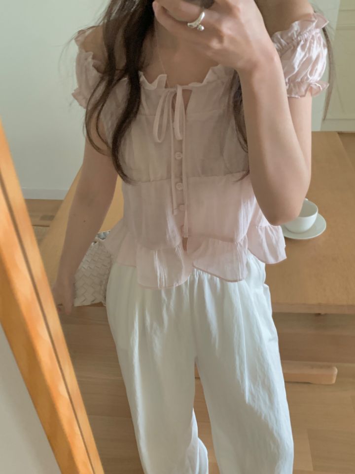 CRONG韓國東大門代購女裝新款熱賣休閑職業時尚襯衫蕾絲衫CRONG襯衫/蕾絲衫