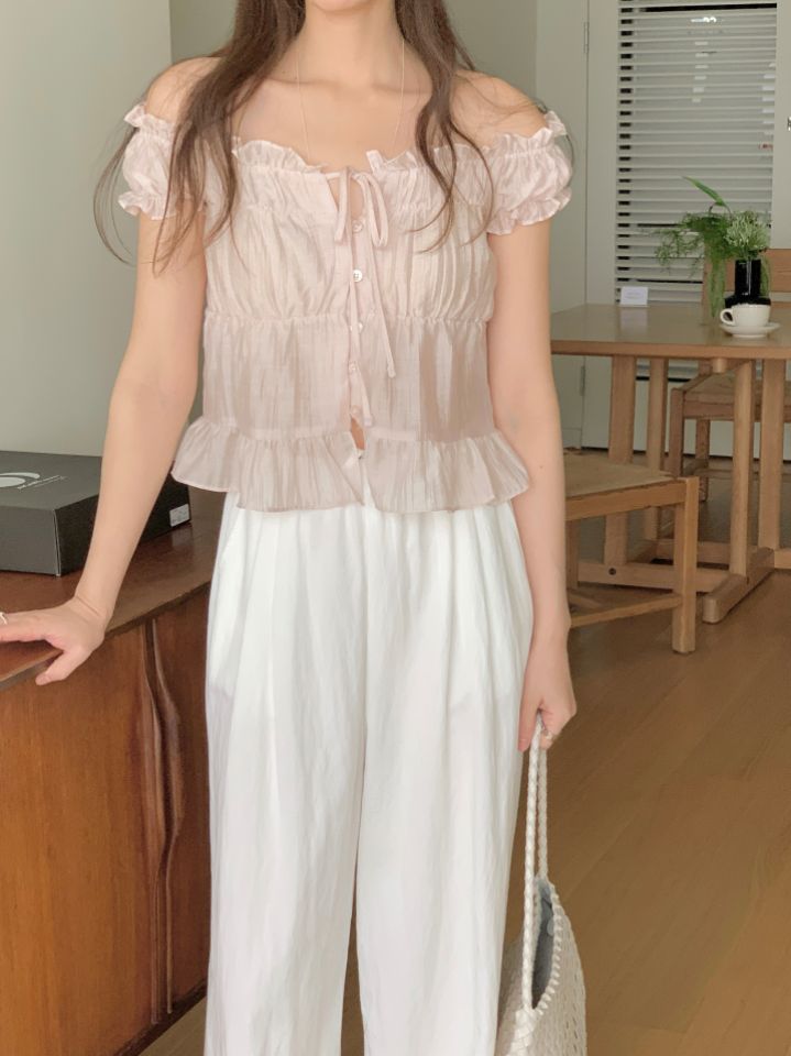 CRONG韓國東大門代購女裝新款熱賣休閑職業時尚襯衫蕾絲衫CRONG襯衫/蕾絲衫
