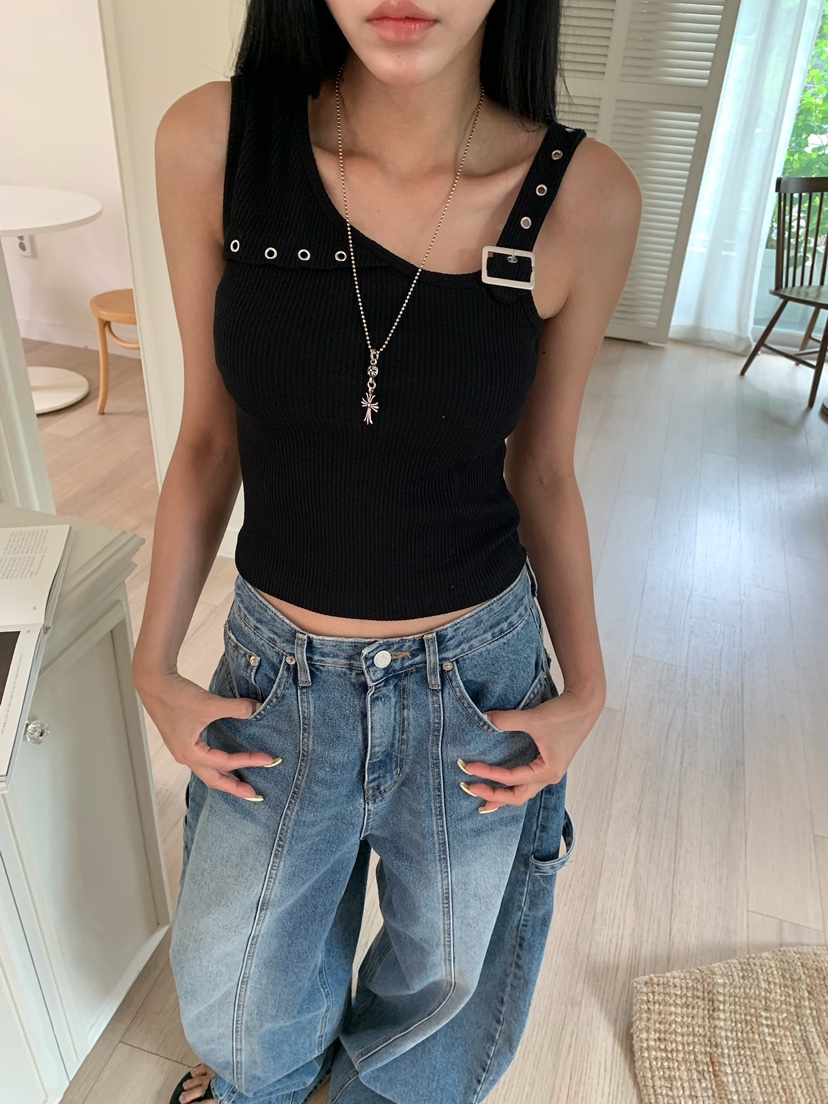 BADCALM韓國代購女士新款休閑時尚26春夏吊帶背心染色無袖BADCALM吊帶/背心圖色1