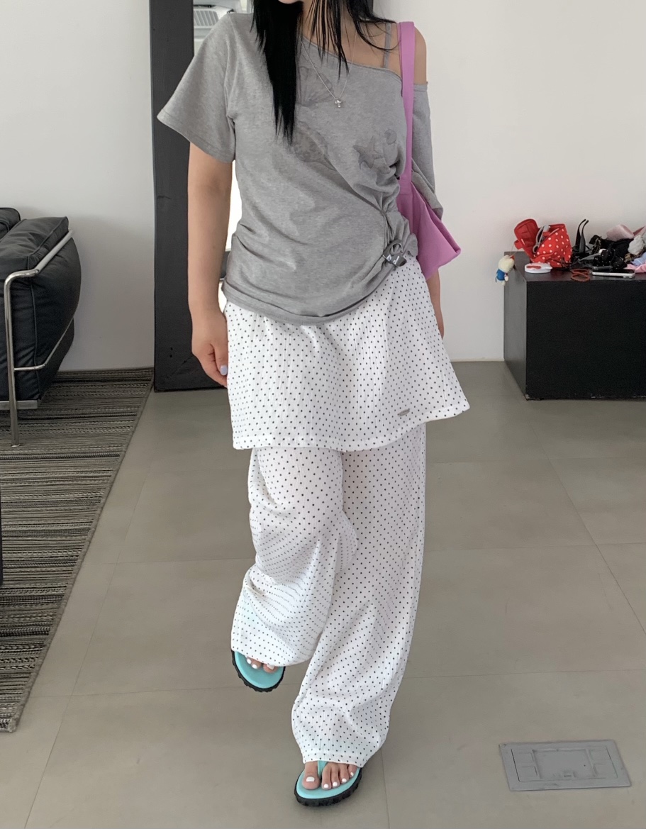SEOLO韓國直郵女士新品時尚職業26夏季熱賣推薦裙褲褶皺圓點Seolo seoul裙褲