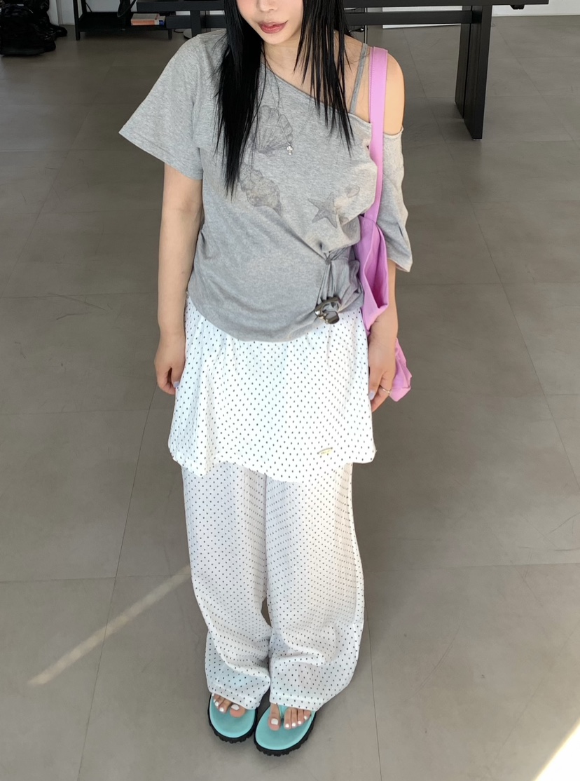 SEOLO韓國直郵女士新品時尚職業26夏季熱賣推薦裙褲褶皺圓點Seolo seoul裙褲