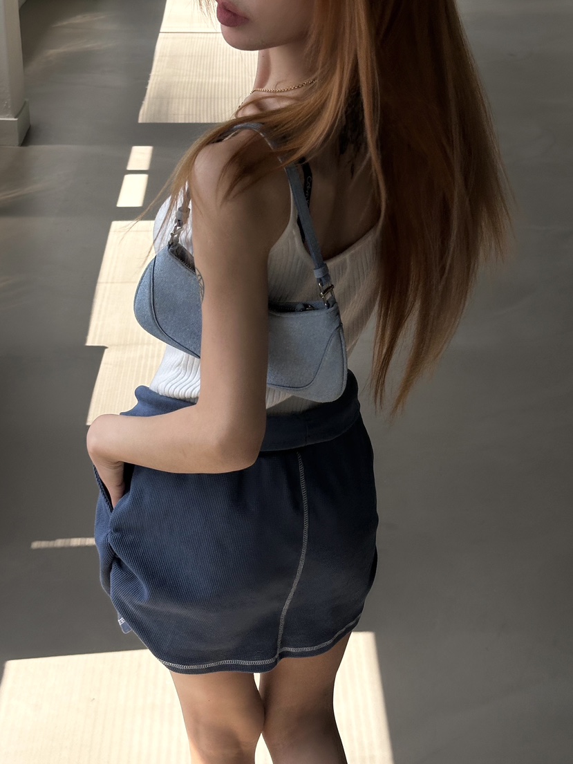 ZEROZERO韓國直郵實拍女士新款熱賣26春夏短裙華夫格褶皺ZEROZERO短裙