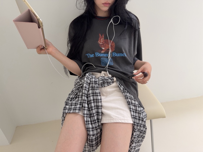 SUNDER MARKET韓國直郵女裝新款職業熱賣時尚休閑T恤兔子SUNDER MARKETT恤