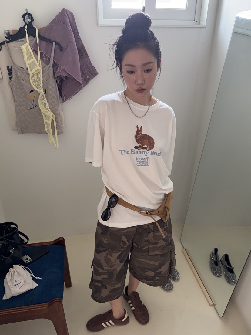SUNDER MARKET韓國直郵女裝新款職業熱賣時尚休閑T恤兔子SUNDER MARKETT恤
