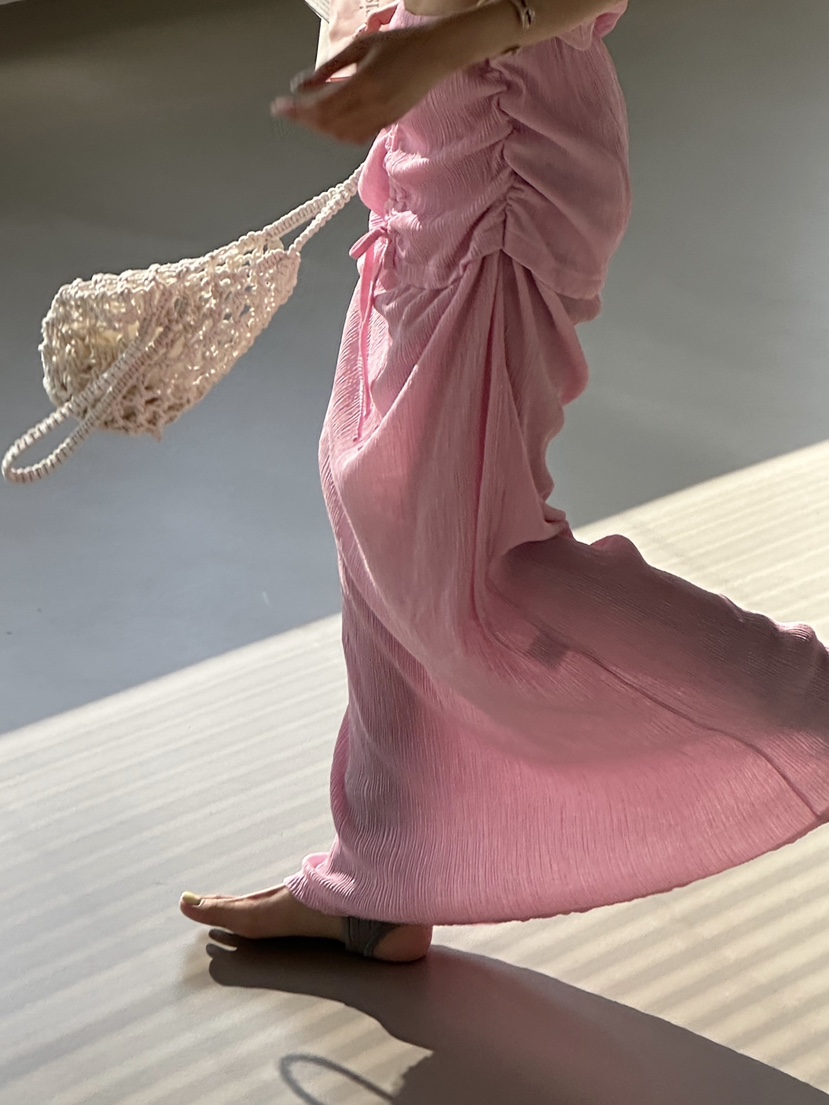 ZEROZERO韓國直郵女裝新品時尚職業長裙不含腰帶褶裥雙層ZEROZERO長裙