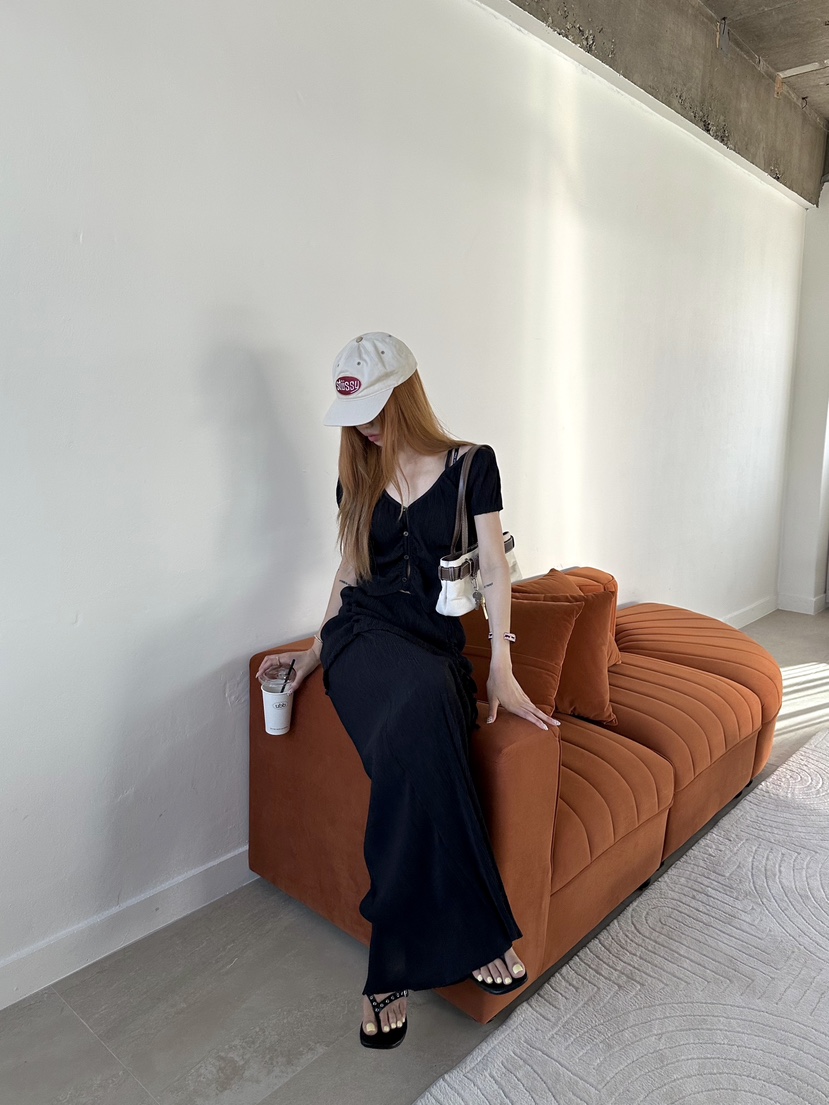 ZEROZERO韓國直郵女裝新品時尚職業長裙不含腰帶褶裥雙層ZEROZERO長裙